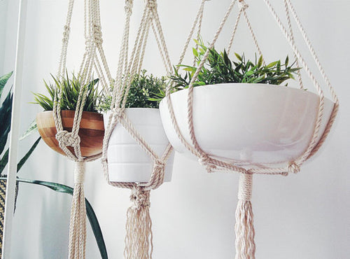 Makramee Pflanzenhänger | Boho Hängeampel für Zimmerpflanzen & Wohnraumdekoration
