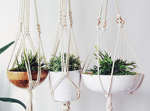 Makramee Pflanzenhänger | Boho Hängeampel für Zimmerpflanzen & Wohnraumdekoration